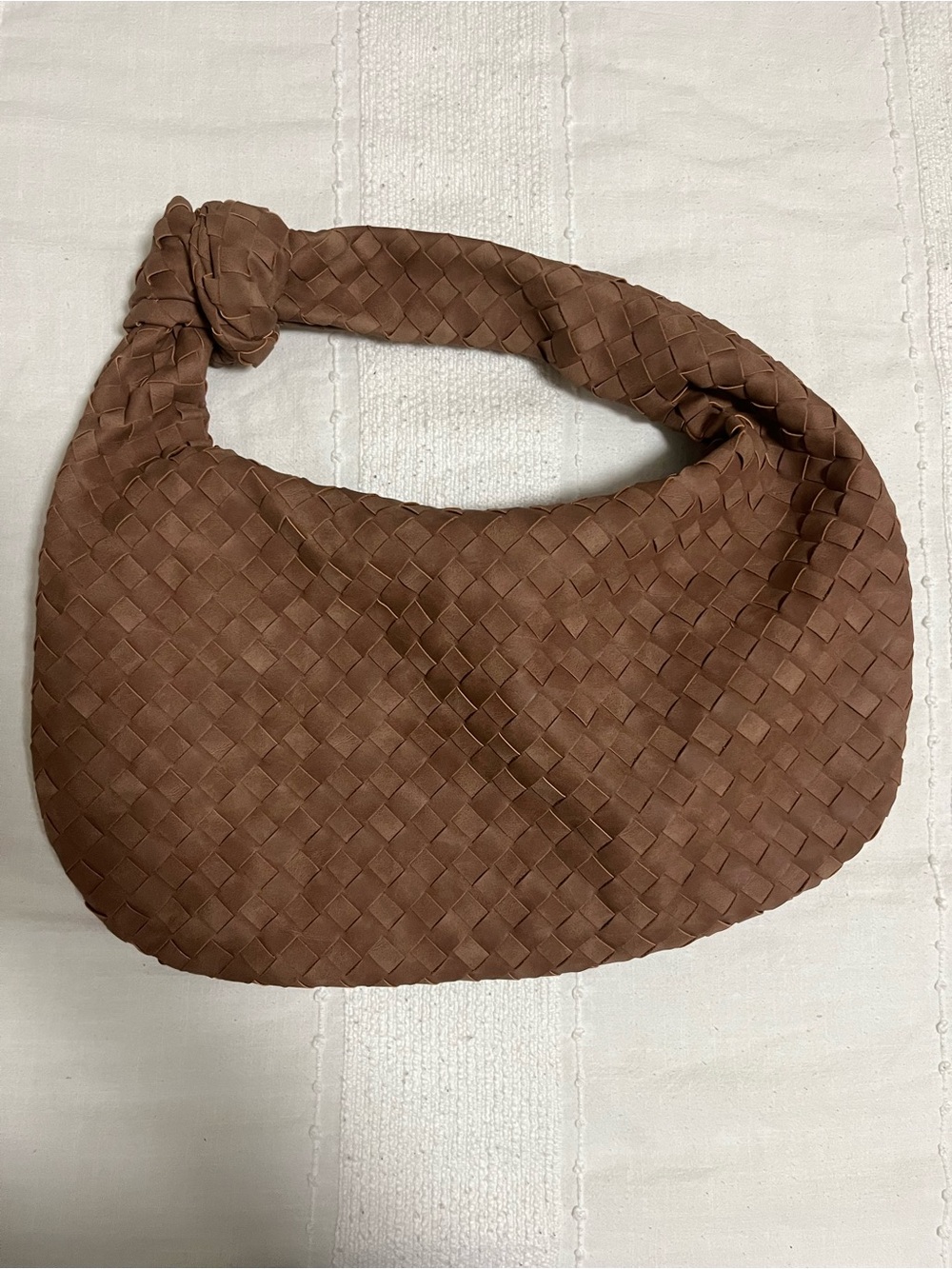 Urban Expressions Woven Knot-Handle Shoulder Bag in Brown